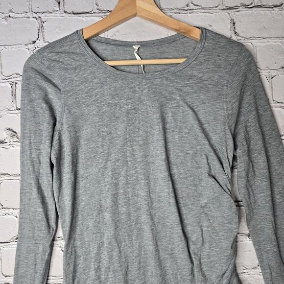 Lululemon Gray Side Cinch Long Sleeve Round Neck Pima Cotton Tshirt Size 8 - Picture 2 of 10